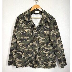 Camo Shirt/Jacket The Zig Zag Stripe Size S Green Pockets Zip Up Tie Waist